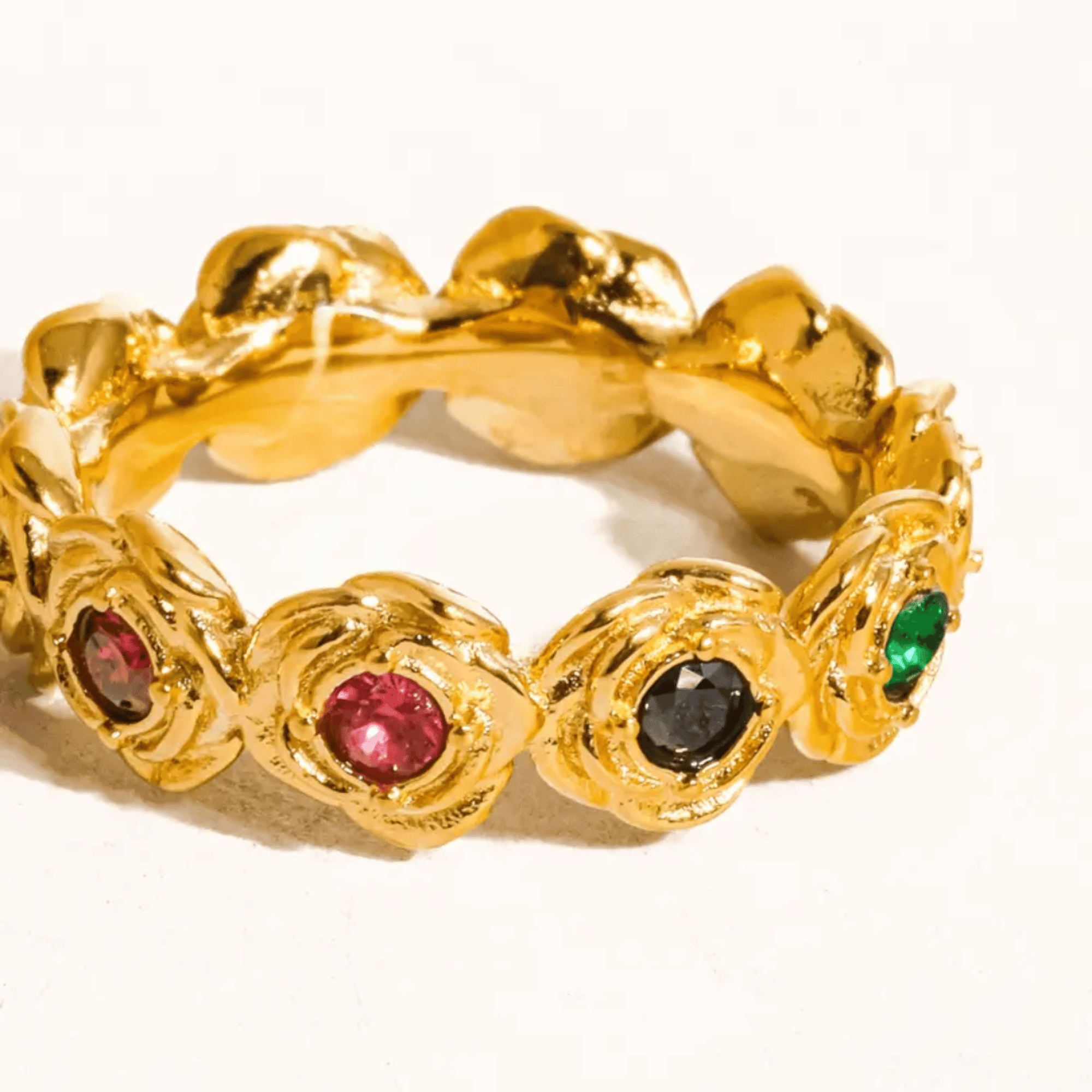 The Iris Ring - Floral Multi-Stone 18k Gold Vintage-Style Ring