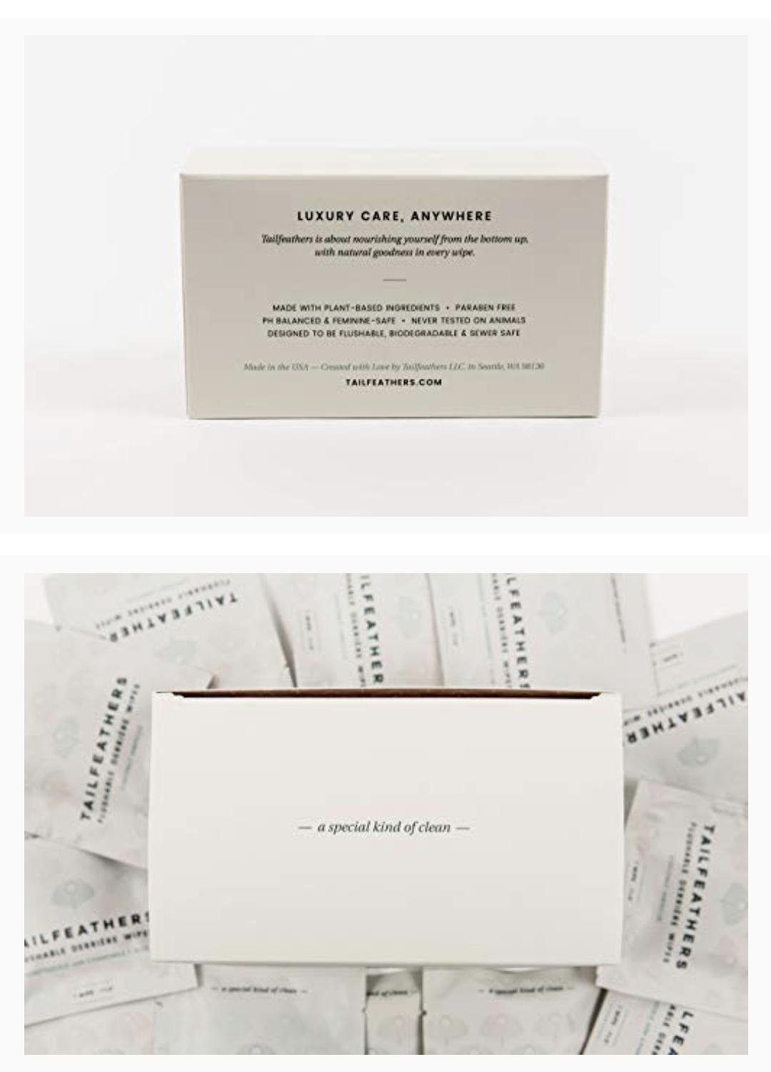 Tailfeathers Flushable, Vagina-Safe Wipes