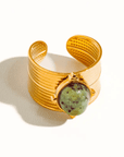 The Leonora Ring - Adjustable 18k Gold & Green Stone Talisman