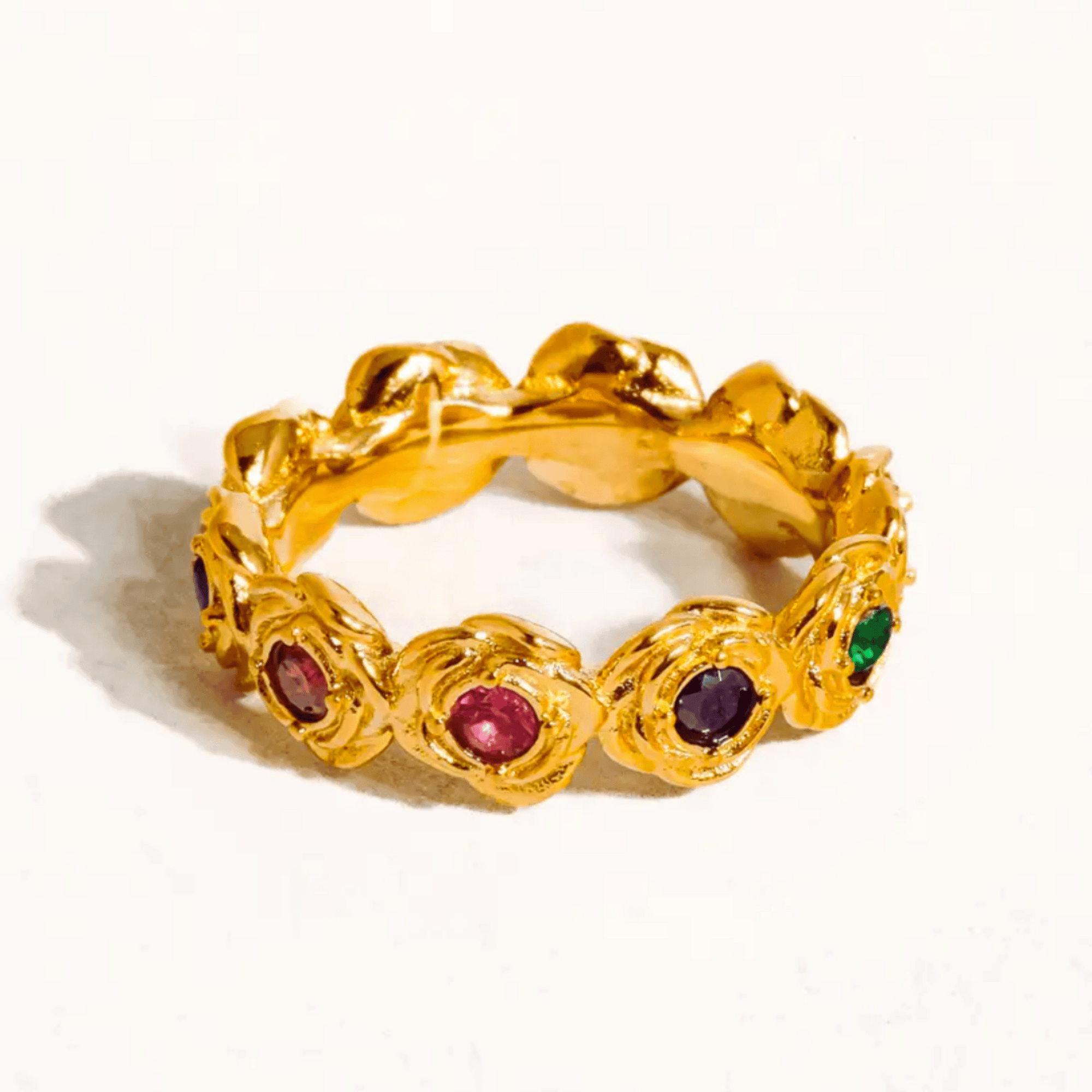 The Iris Ring - Floral Multi-Stone 18k Gold Vintage-Style Ring