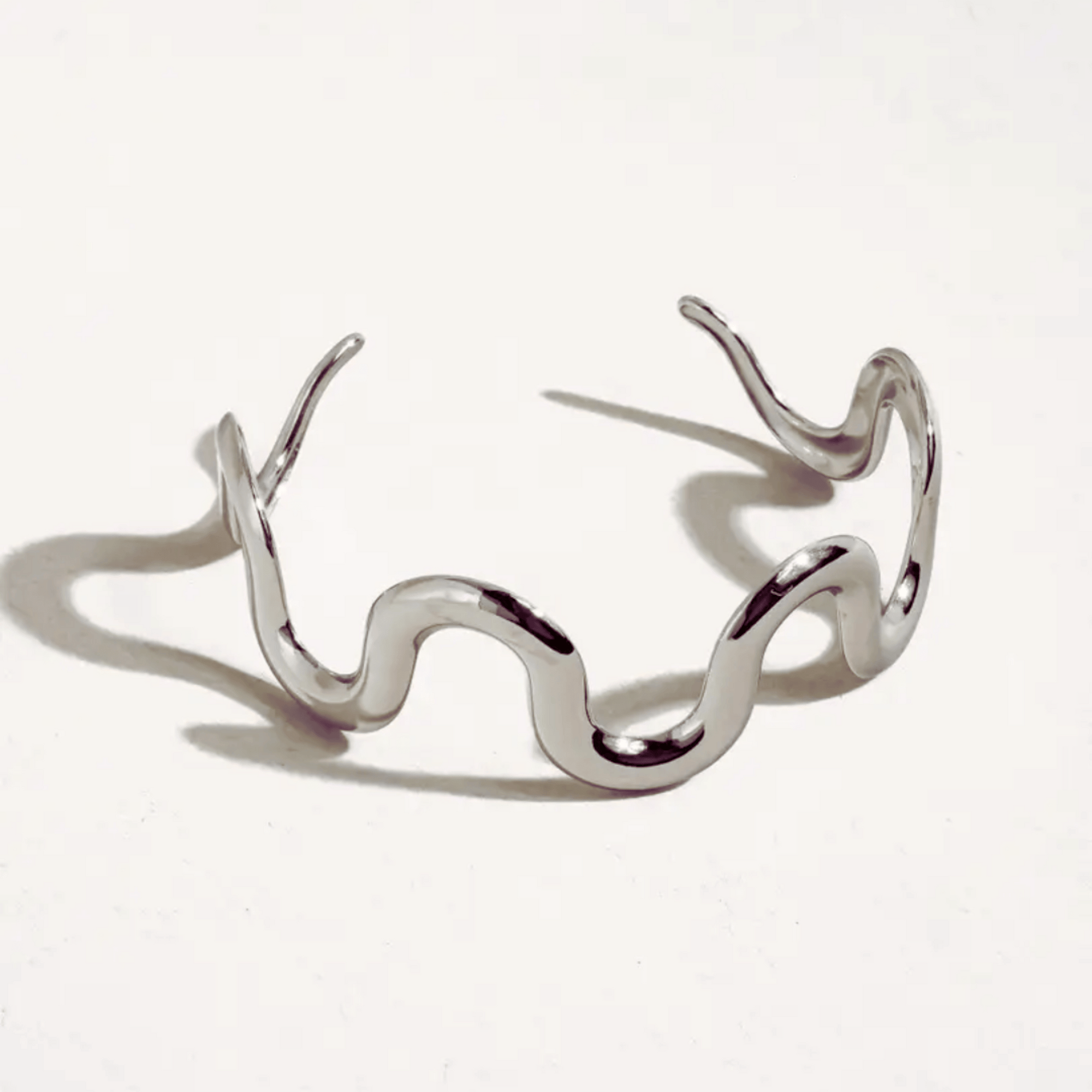 The Ondine - Wavy Silver Open Cuff Bracelet