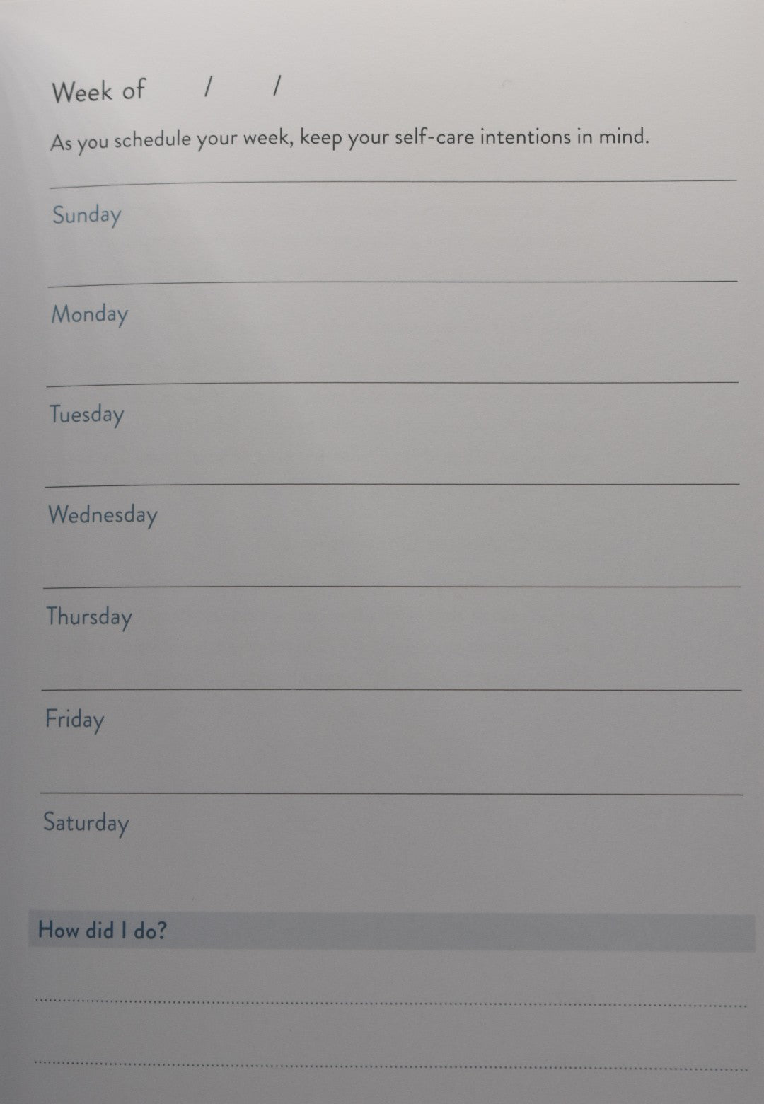 The Self Care Planner