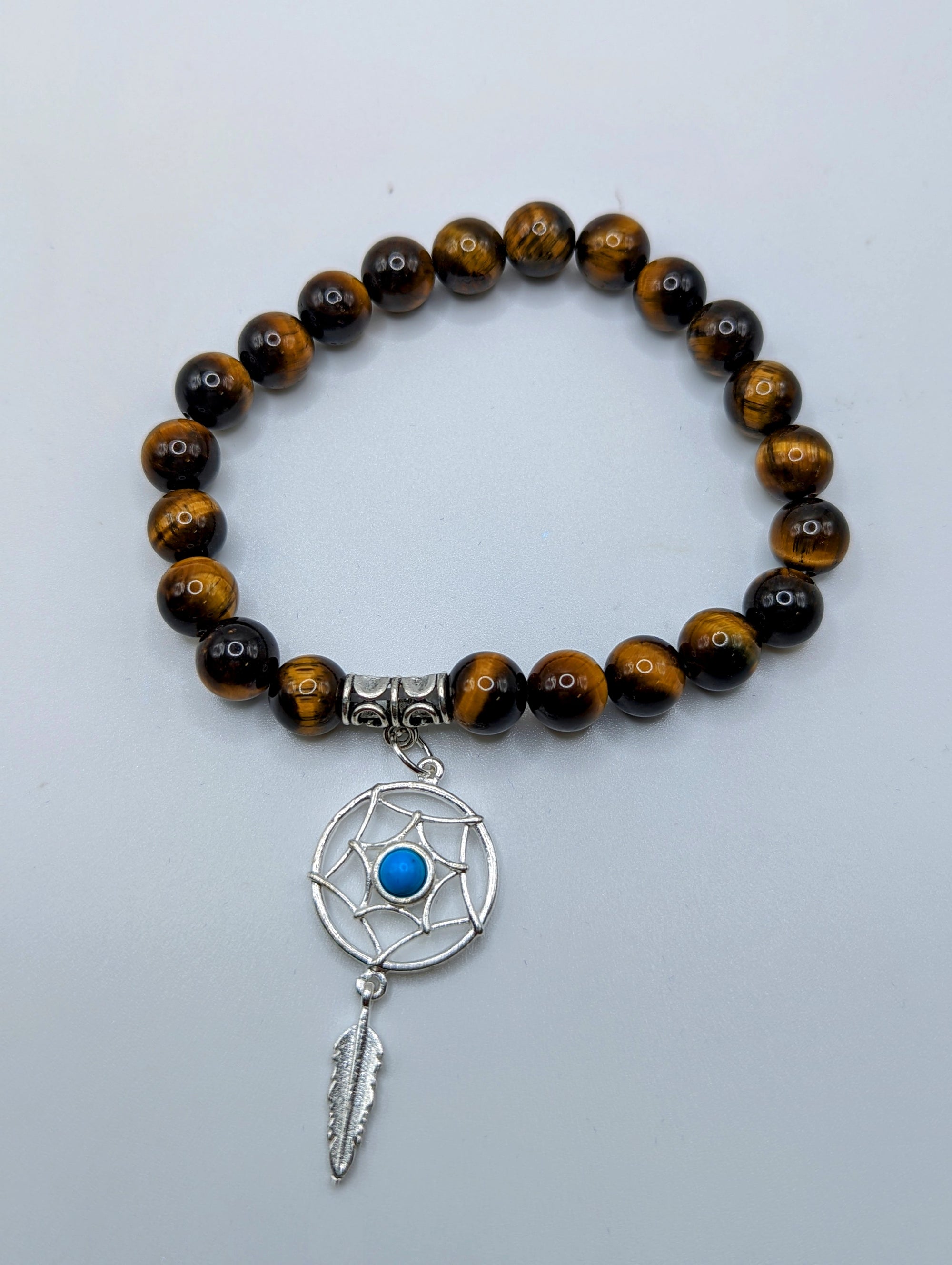 Tiger Eye Bracelet with Dream Catcher Charm