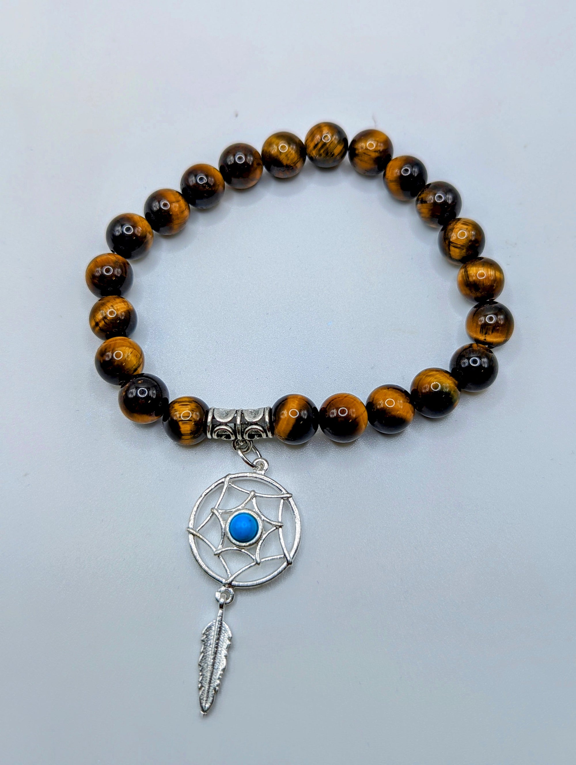 Tiger Eye Bracelet with Dream Catcher Charm