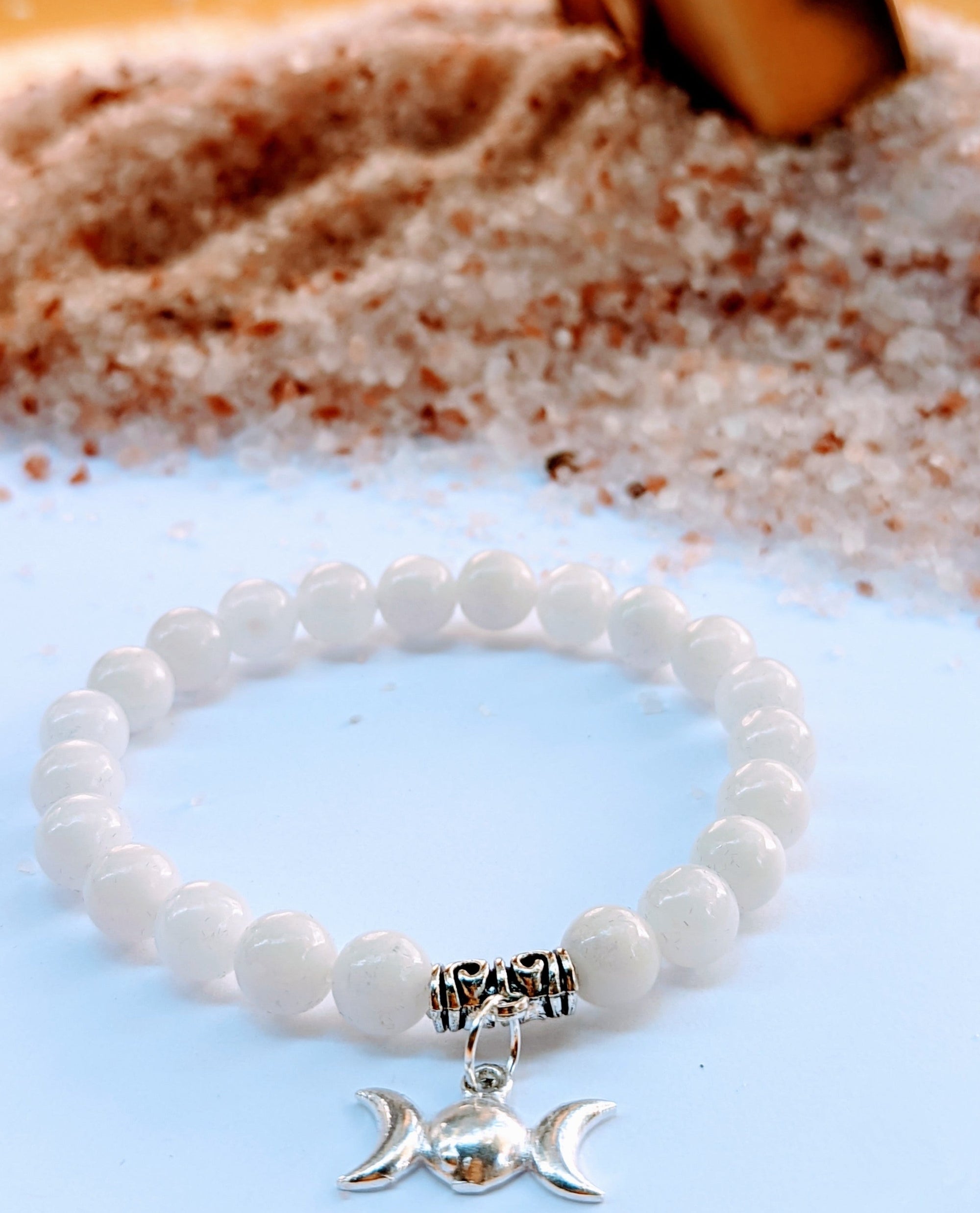 White Agate Triple Moon Bracelet