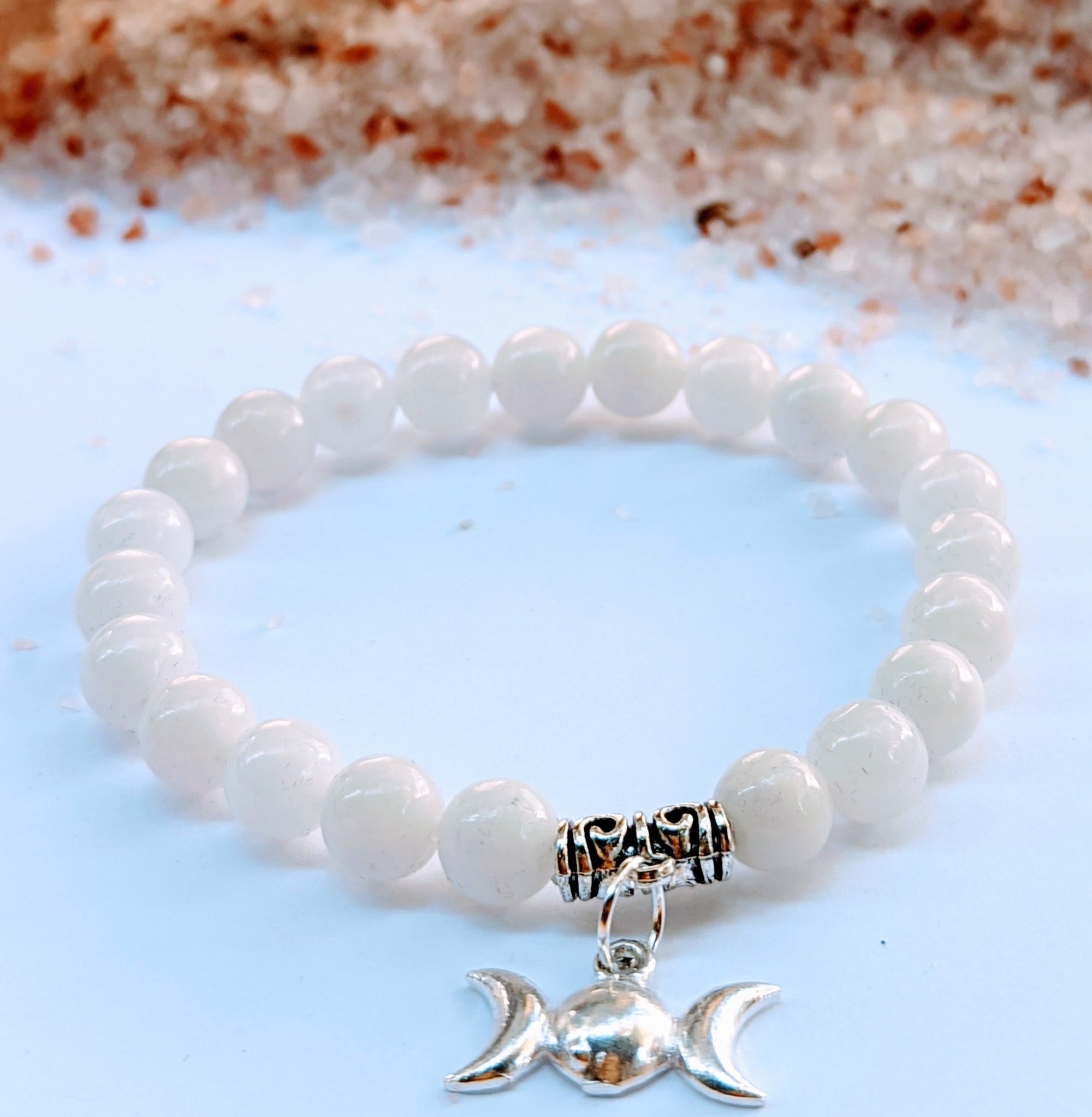 White Agate Triple Moon Bracelet