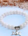 White Agate Triple Moon Bracelet