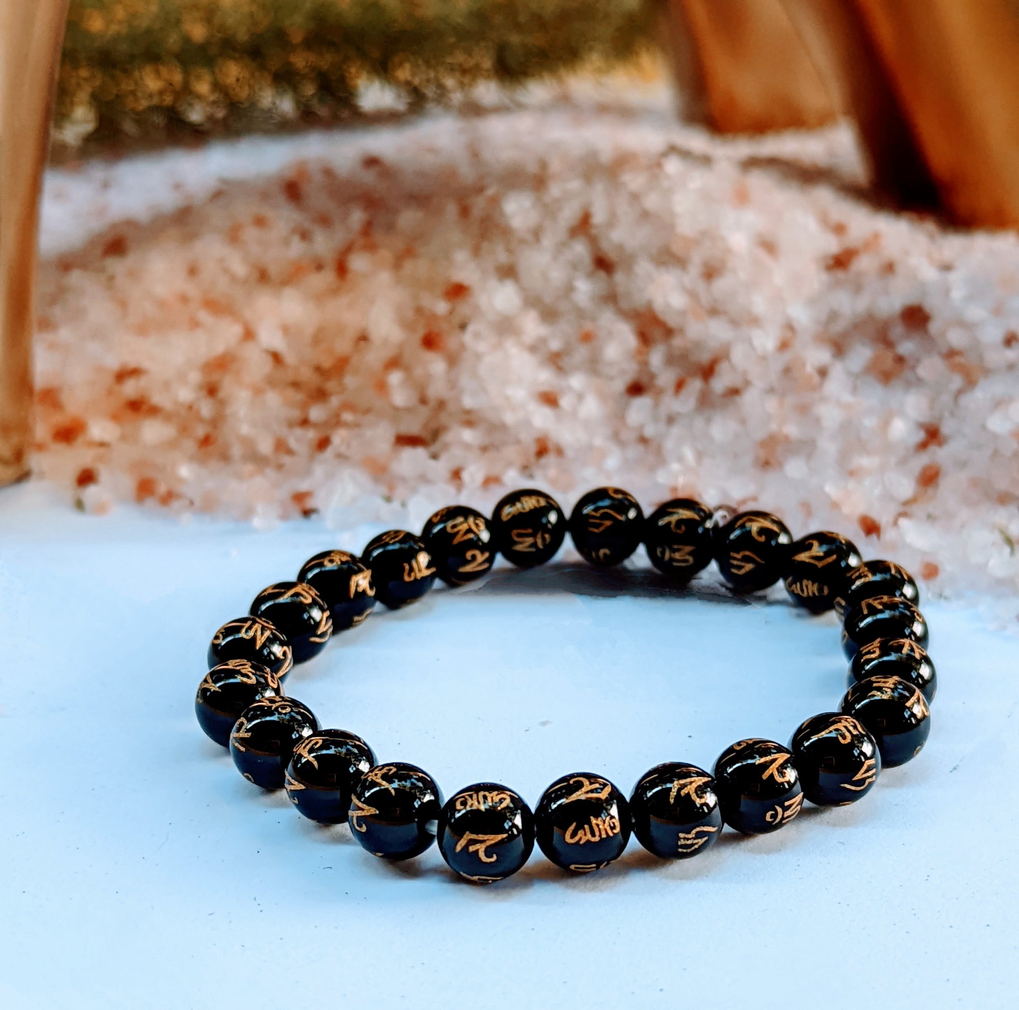 Om Mani Padme Hum & Onyx Bracelet