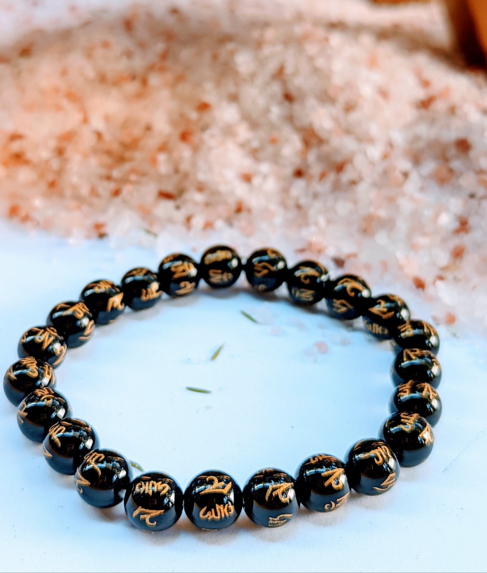 Om Mani Padme Hum & Onyx Bracelet