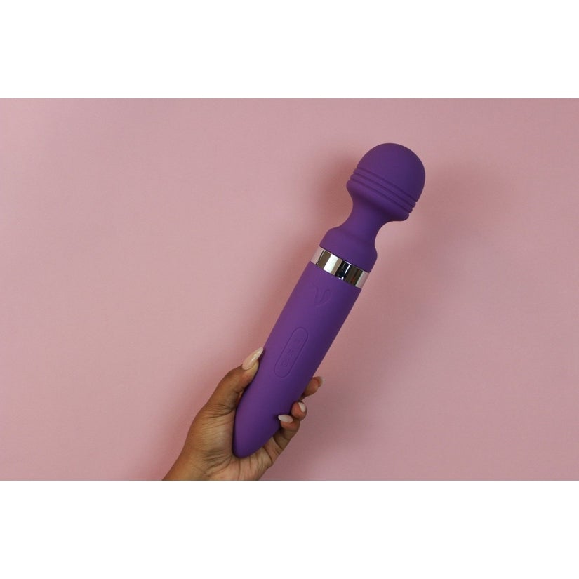 Purple Vibrating Wand with silver accents
