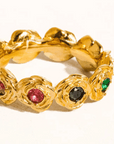 The Iris Ring - Floral Multi-Stone 18k Gold Vintage-Style Ring