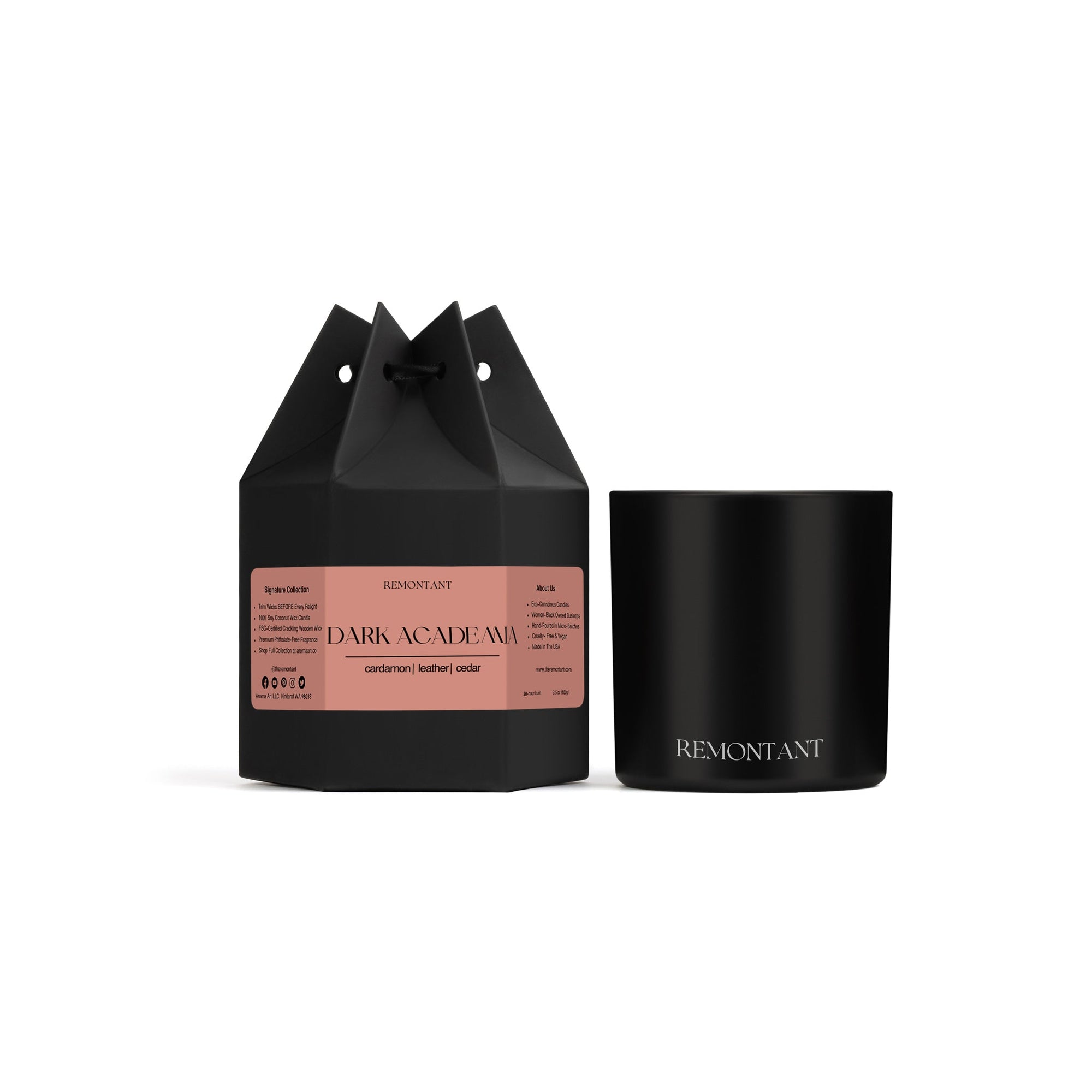 Dark Academia Candle | Cardamom ~ Leather ~ Cedar | Wood Wick Candle