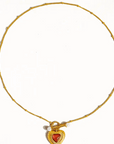 The Relic Necklace - Vintage Gold Heart Pendant with Red Gemstone