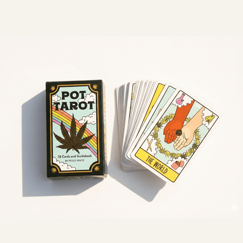 Pot Tarot card set with a deck of cards and the box on a white background