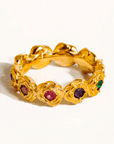 The Iris Ring - Floral Multi-Stone 18k Gold Vintage-Style Ring