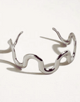 The Ondine - Wavy Silver Open Cuff Bracelet