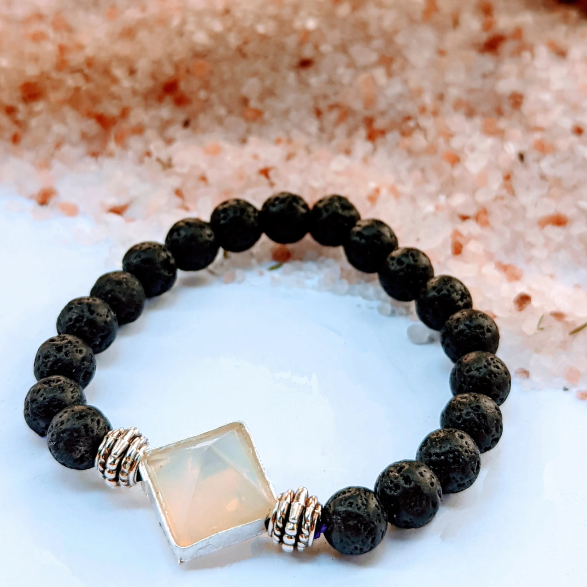 Opalite and Lava Crystal Bracelet