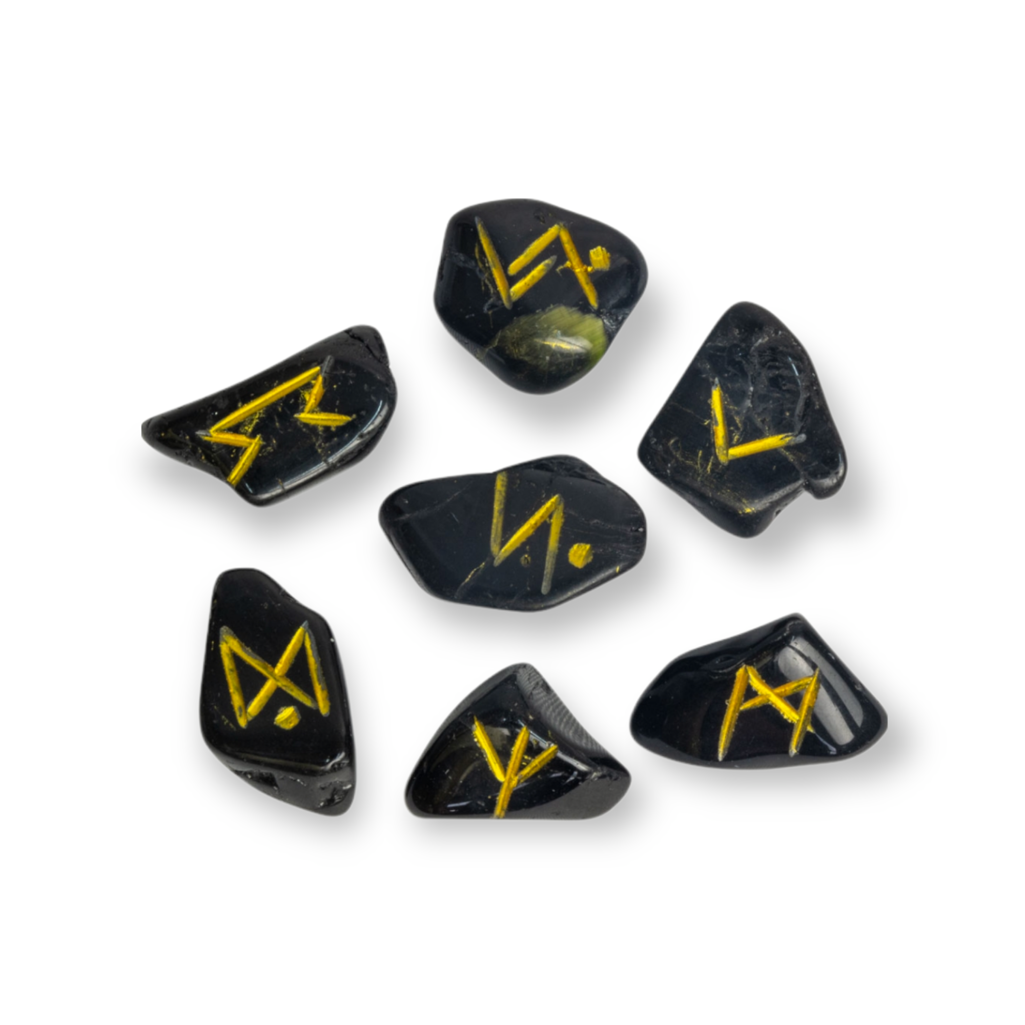 Black Tourmaline Crystal Rune Set